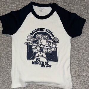 Brandy Melville Bella Top Black & White Graphic